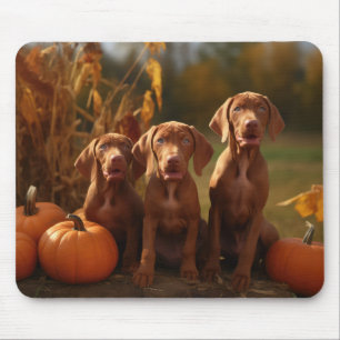 Vizsla Puppy Autumn Delight Pumpkin Mouse Mat