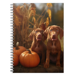 Vizsla Puppy Autumn Delight Pumpkin Notebook