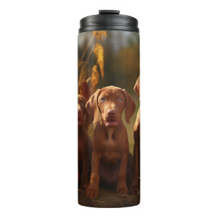 Vizsla Puppy Autumn Delight Pumpkin Thermal Tumbler