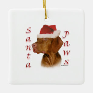 Vizsla Santa Paws Ceramic Ornament