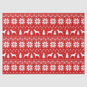 Vizsla Silhouettes Christmas Pattern Red Tissue Paper