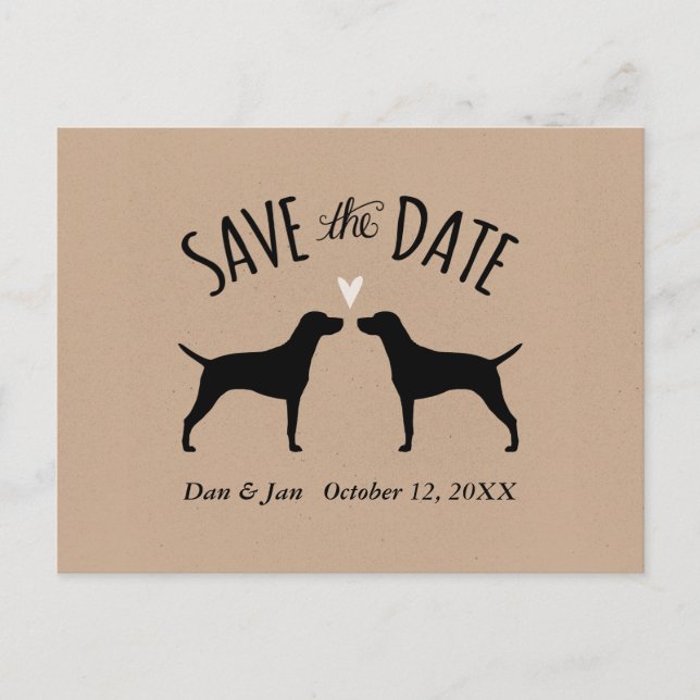 Vizsla Silhouettes Wedding Save the Date Announcement Postcard (Front)