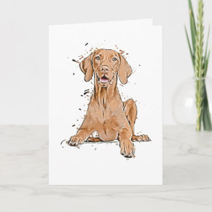 Vizsla Sitting Cartoon Card