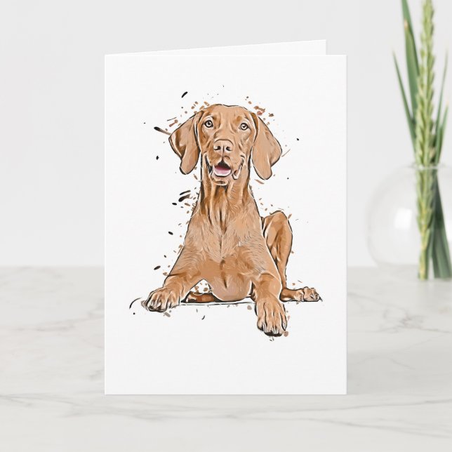 Vizsla Sitting Cartoon Card (Front)