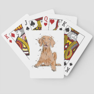 Vizsla Sitting Cartoon Playing Cards