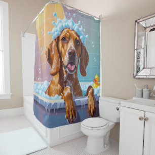 Vizsla Sloppy Sleepy Cute Funny Shower Curtain
