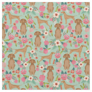 Vizsla vintage florals mint fabric