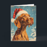 Vizsla vintage personalised Christmas Holiday Card<br><div class="desc">Capture the festive spirit with our Christmas card design featuring an adorable Vizsla donning a Santa hat. This charming cover showcases the joy and warmth of the season,  making it the perfect greeting for your loved ones.</div>