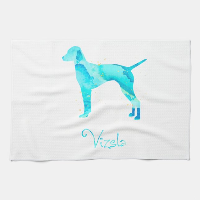 Vizsla Watercolor Design Tea Towel (Horizontal)