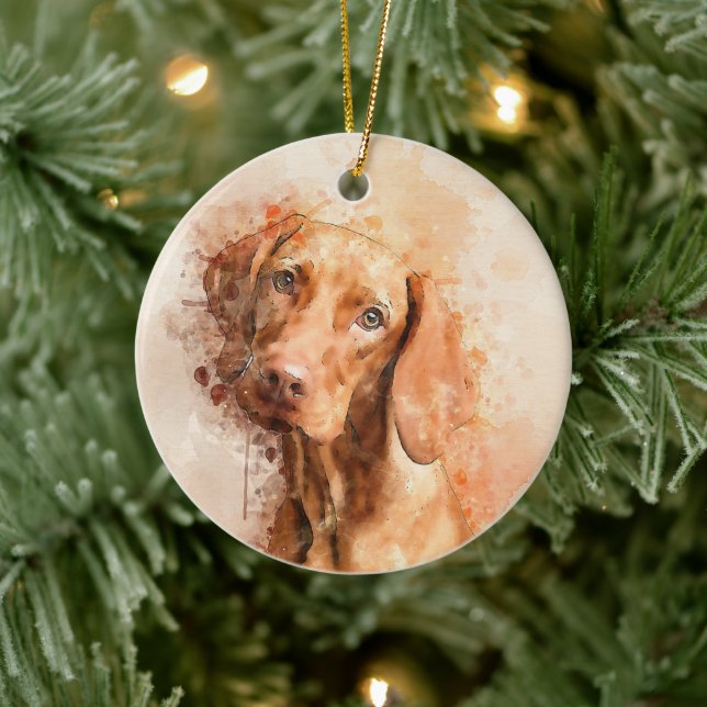 Vizsla Watercolour Ceramic Tree Decoration (Tree)