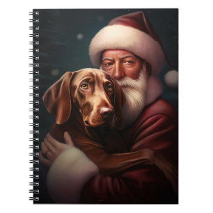 Vizsla With Santa Claus Festive Christmas Notebook