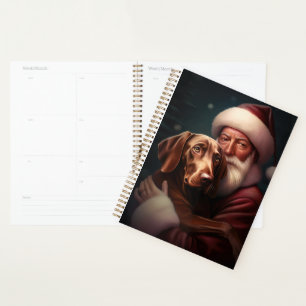 Vizsla With Santa Claus Festive Christmas Planner
