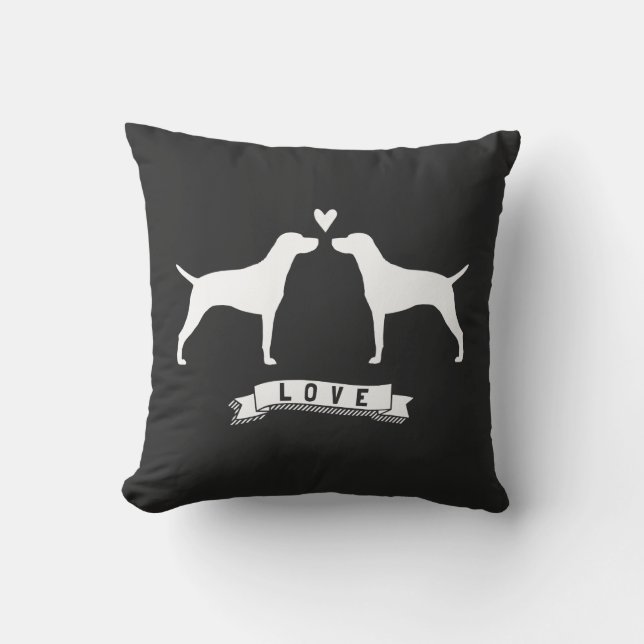 Vizslas Love - Dog Silhouettes with Heart Cushion (Front)