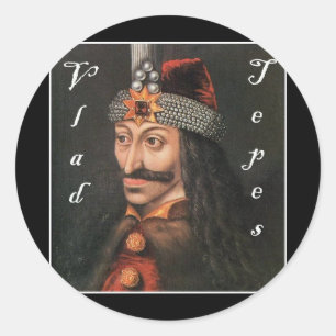 Vlad Tepes with name in Blackadder Classic Round Sticker