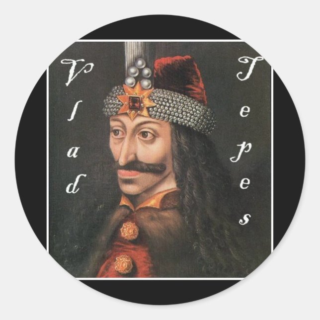 Vlad Tepes with name in Blackadder Classic Round Sticker (Front)