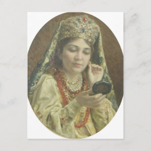 Vladimir Makovsky-Young Lady Looking into a Mirror Postcard