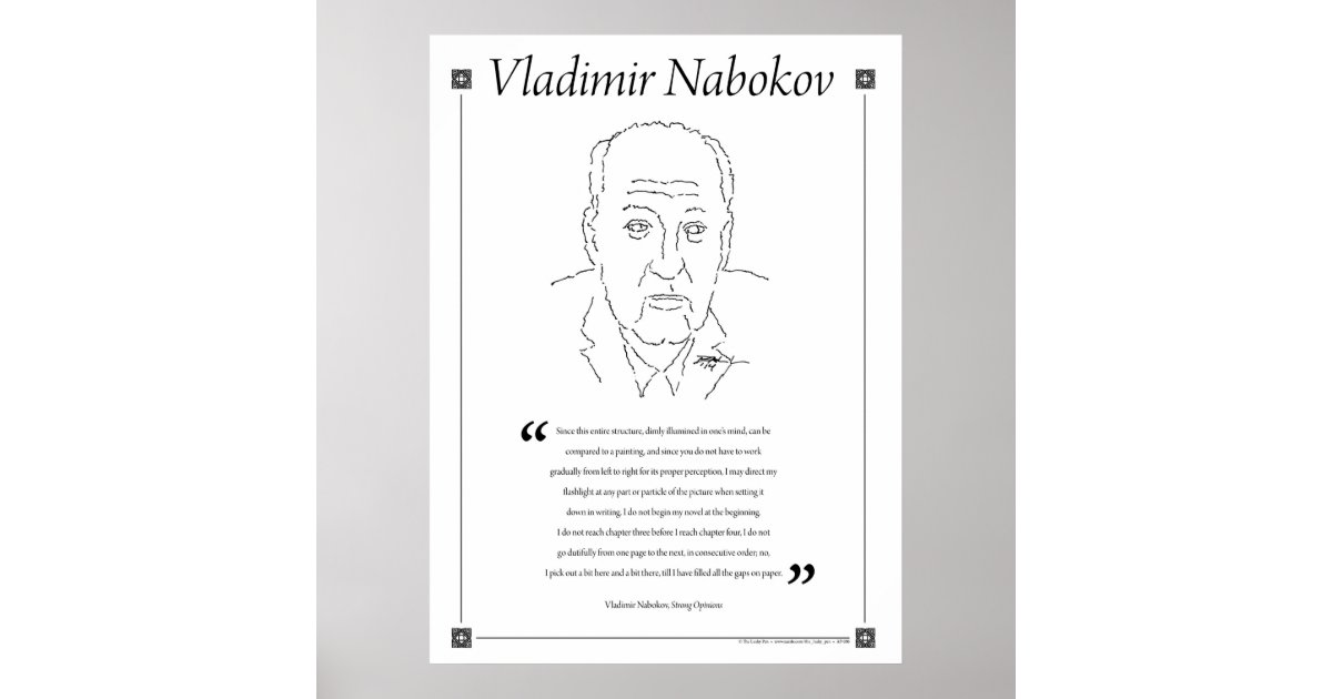 Vladimir Nabokov Writing Quote Poster | Zazzle