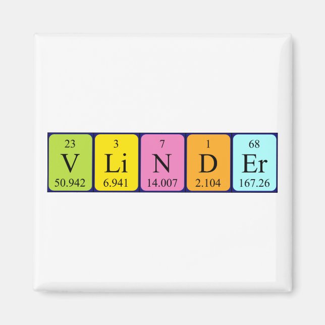 Vlinder periodic table name magnet (Front)