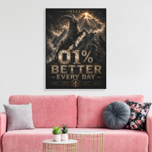 VLLC 1% Better Every Day Mountain Goat Motivation  Canvas Print