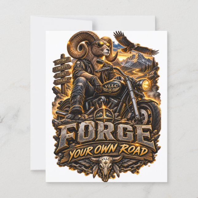 VLLC Forge Your Own Road Motorcycle Biker Skeleton (Front)