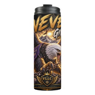 VLLC Never Give Up Patriotic Bald Eagle Wings Wall Thermal Tumbler