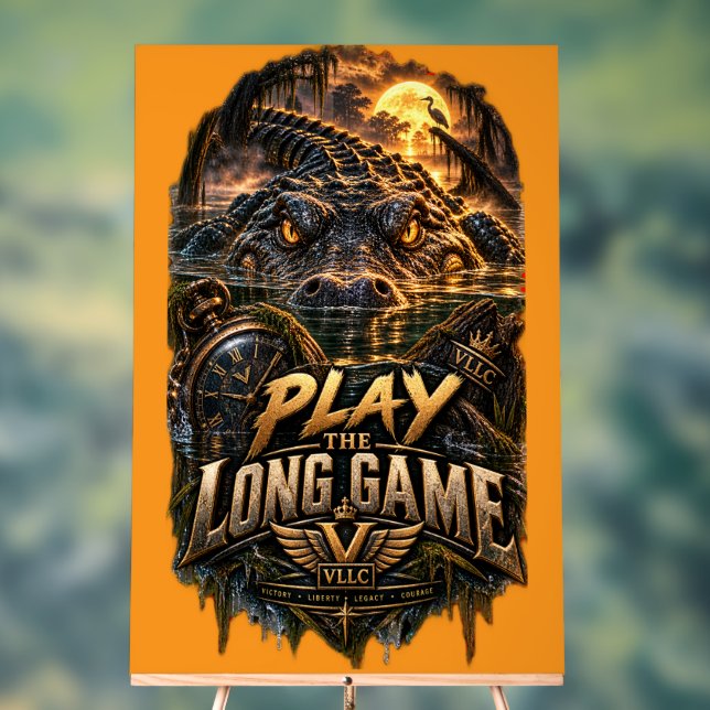 VLLC Play The Long Game Motivation Alligator Art Acrylic Sign (Neutral)