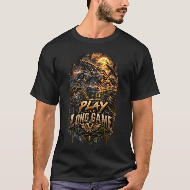 VLLC Play The Long Game Motivation Crocodile Graph T-Shirt (Front)