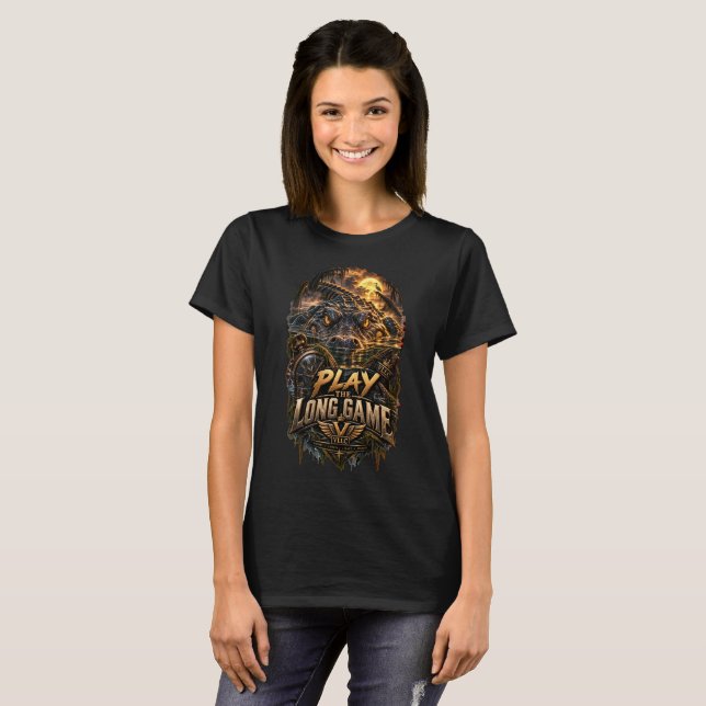 VLLC Play The Long Game Motivation Crocodile Graph T-Shirt (Front Full)