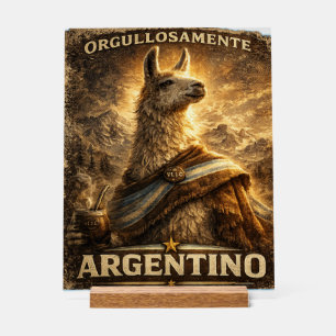 VLLC Proudly Argentine Llama Mate Patriotic Acrylic Sign