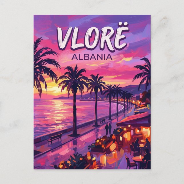 Vlorë Lungomare Albania Postcard (Front)