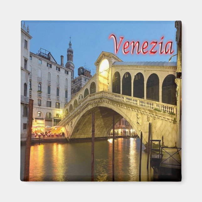 VNT028 VENICE, Rialto Bridge, Italy, Fridge Magnet (Front)