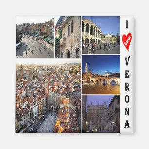 VNT089 VERONA I Love, Mosaic, Italy, Fridge Magnet