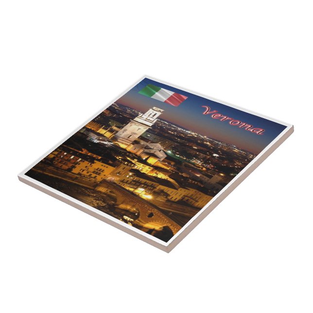 VNT092 VERONA, Cathedral & Stone Bridge, Tile (Side)