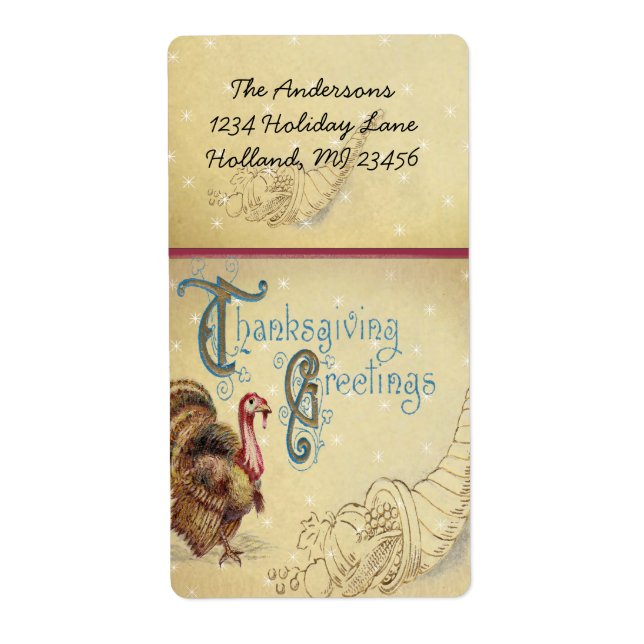 Vntage Turkey Thanksgiving Greetins Antique Font (Front)