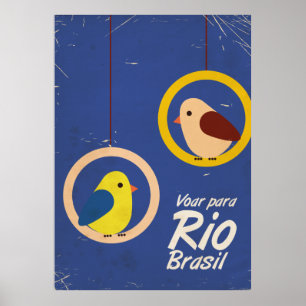 Voar para Rio, Brasil travel poster Blue version