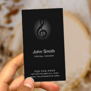 Vocal Coach Classy Dark Clef Music Business Card