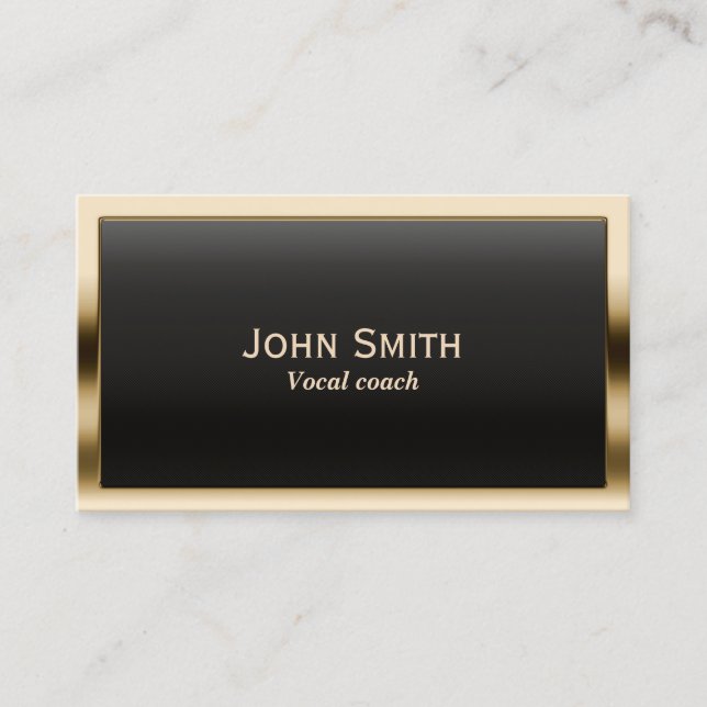 Vocal Coach Modern Gold Frame Musical Business Card (Front)