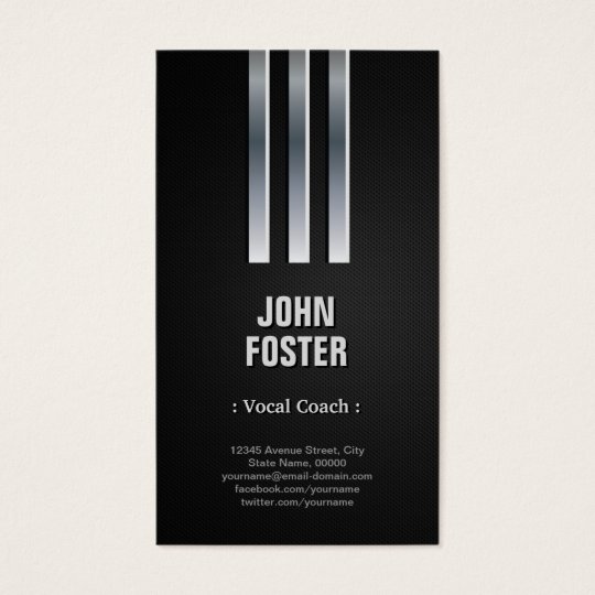 Vocal Coach - Steel Metal Look Business Card