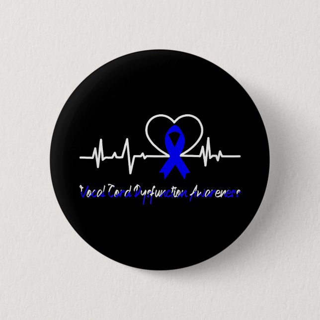 Vocal Cord Dysfunction Vcd Awareness Heartbeat Sup 6 Cm Round Badge (Front)