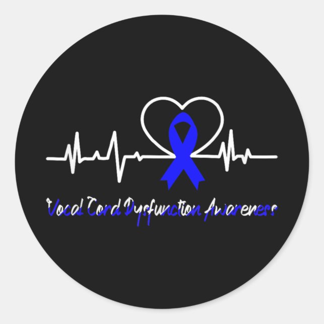 Vocal Cord Dysfunction Vcd Awareness Heartbeat Sup Classic Round Sticker (Front)