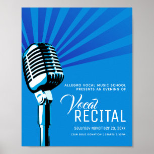 Vocal recital classic microphone music blue poster