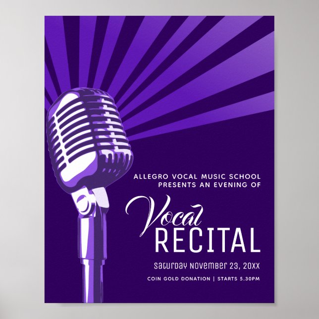 Vocal recital classic microphone music purple poster (Front)