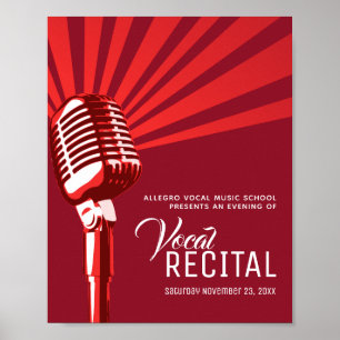 Vocal recital classic microphone music red poster