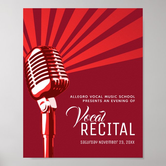 Vocal recital classic microphone music red poster (Front)