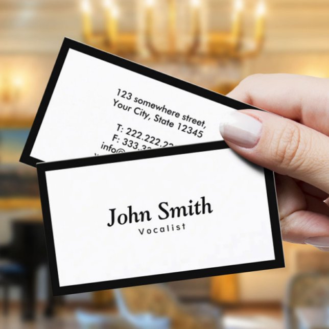 Vocalist Plain Black Border Business Card (Creator Uploaded)