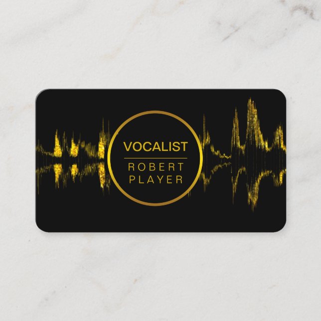 Vocalist Singer DJ Music Teacher Microphone Gold Business Card (Front)