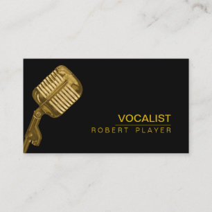 Vocalist Singer DJ Music Teacher Microphone Gold Business Card