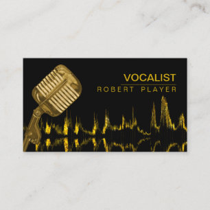Vocalist Singer DJ Music Teacher Microphone Gold Business Card