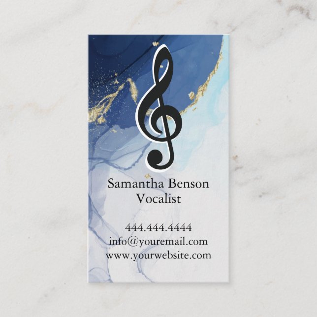 Vocalist Singer Musical Clef Logo Black White Business Card (Front)