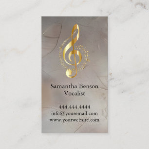 Vocalist Singer Musical Clef Logo Gold Music Business Card